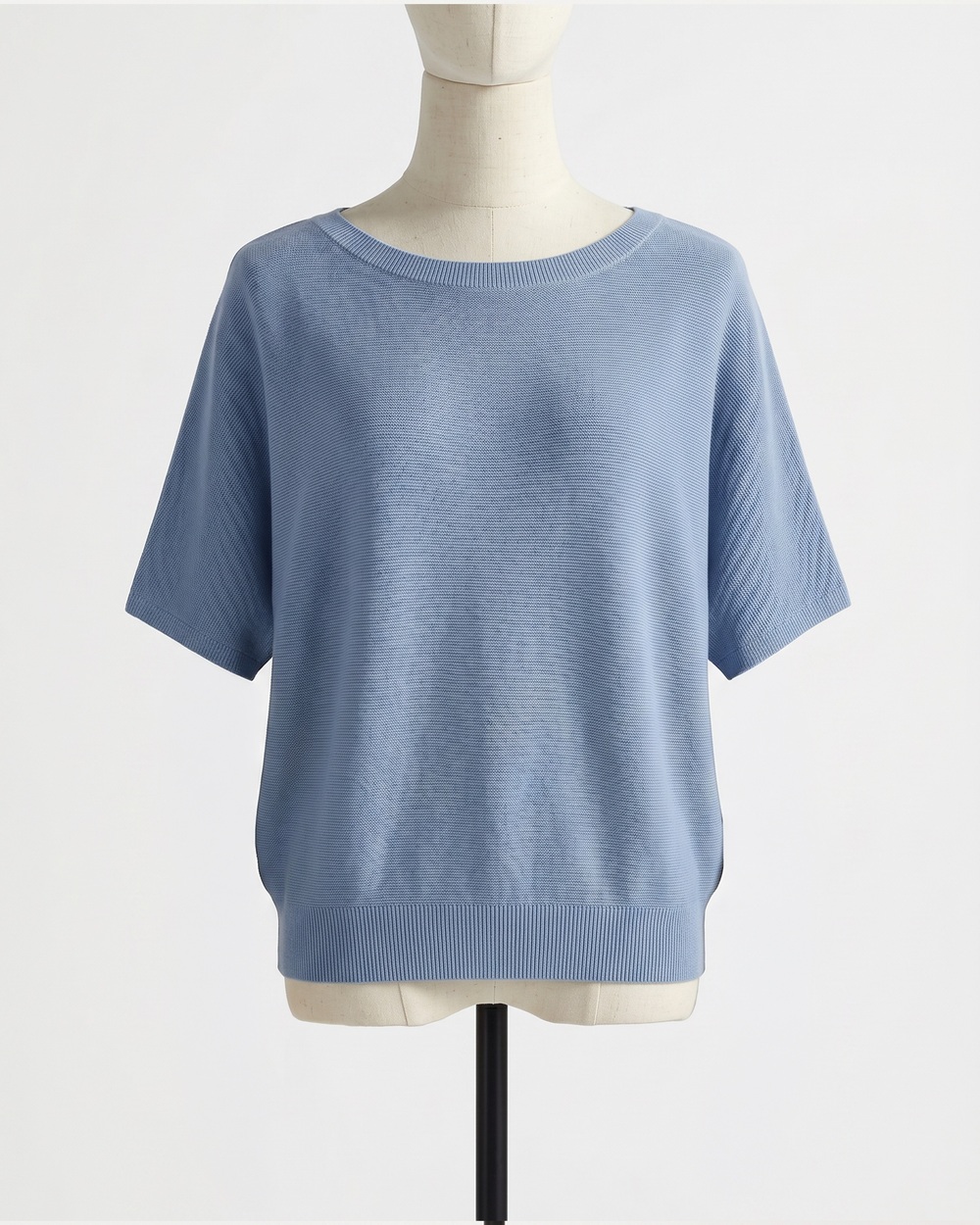 Lightweight Cotton Cashmere Link-Stitch Dolman Sweater